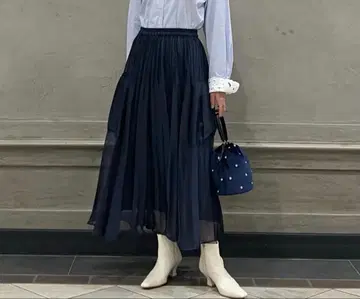 유나이티드 애로우즈 샴브레이 오간자 포켓 스커트