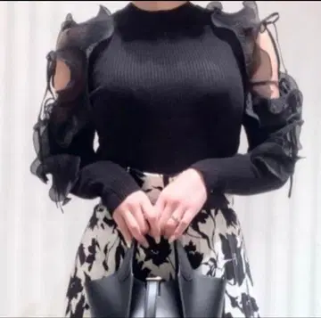 [정품] 프릴 슬리브 니트 풀오버 SNIDEL