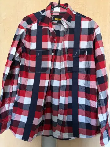 FAT 체크 무늬 긴팔 플란넬 셔츠