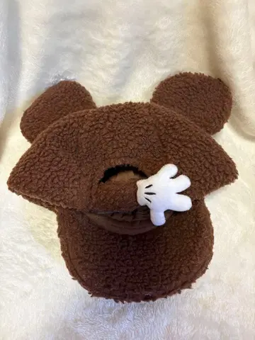 곰 귀도리 모자 브라운
