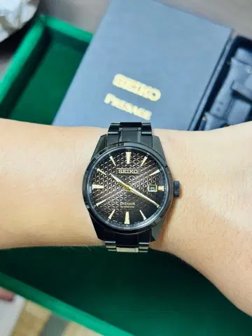 SEIKO Presage 자동 와인딩 블랙 손목시계