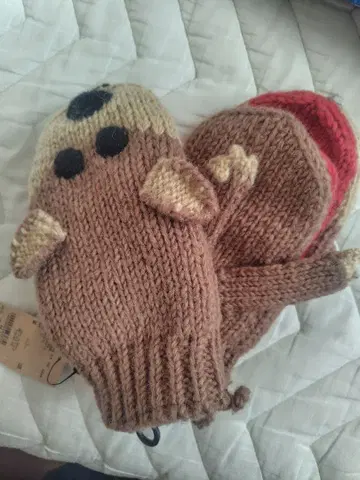 니코앤드 새상품 애니멀 동물 디자인 니트 미튼 미사용 택 포함