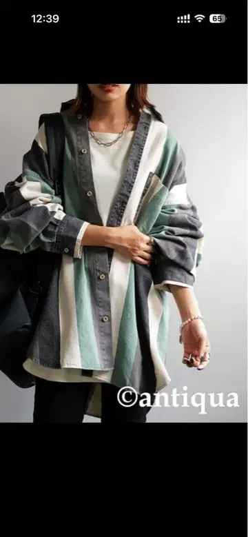 안티카 스트라이프 오버 사이즈 셔츠