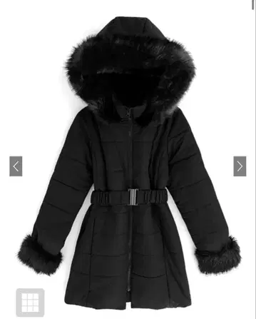 벨트 포함 퍼 다운 코트 [kd13] 그레일