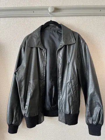 블랙 레더 봄버 자켓