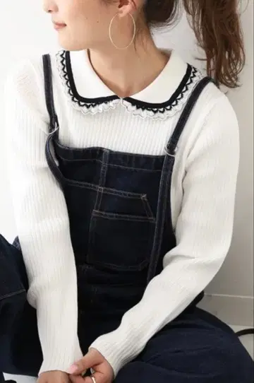 SLOBE IENA 프릴 칼라 리브 풀오버