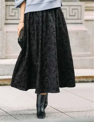 EDIT[이디트] 꽃무늬 자카드 플레어 스커트 SP 사이즈