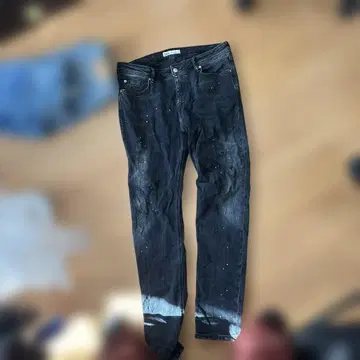 다크 블루 스키니 데님 데미지 가공