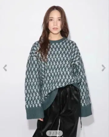 melt the lady 바디 패턴 니트 그린