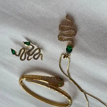 뱀 디자인 골드톤 주얼리 세트