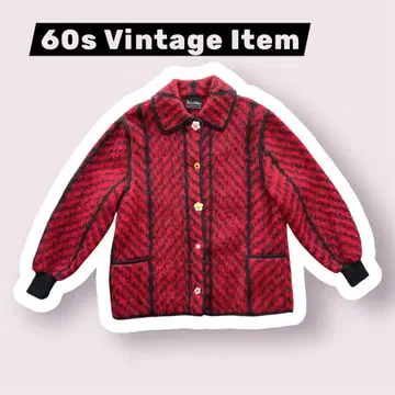 [ 빈티지 구제 의류 ] 플라워 버튼 담요 울 자켓