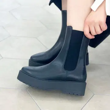 [ 오리엔탈 트래픽 ] 블랙 사이드 고어 부츠 통굽