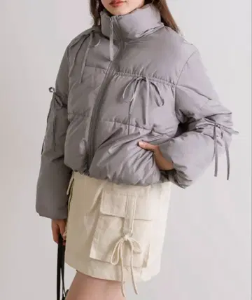 OLIVE des OLIVE 그레이 리본 다운 자켓