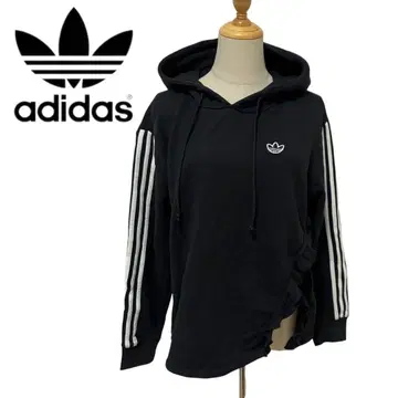 adidas 블랙 후드티 후드 부착 프릴 걸리시 숏 기장 새상품급