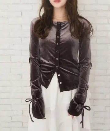 mellowneon 벨로아 리본 상의 모카