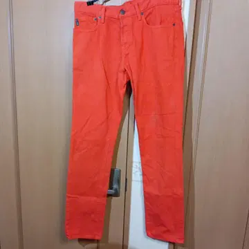 오렌지 스트레이트 데님 팬츠