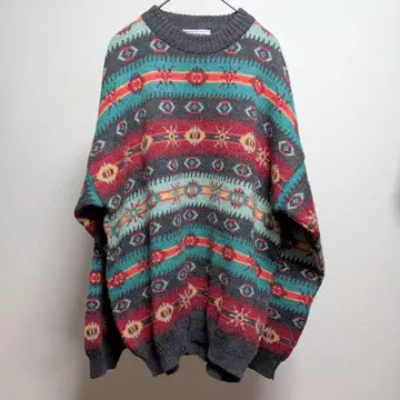 구제 의류 니트 기하학 패턴 올 패턴 이탈리아제