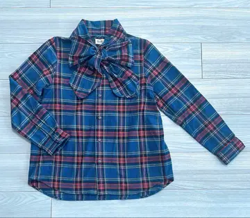 [ 새상품 ] BEAMS BOY 체크 무늬 리본 포함 긴팔 셔츠