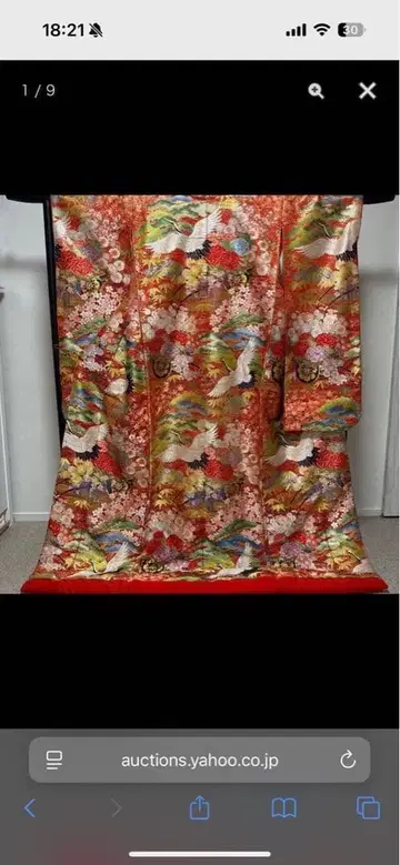 이로다시카케 빨간색 꽃무늬 학 자수