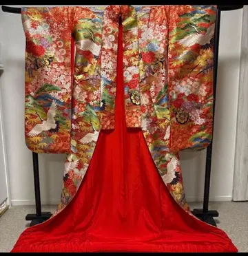 이로다시카케 빨간색 꽃무늬 학 자수