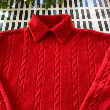 루이 샨탄 셔츠 옷깃 케이블 니트