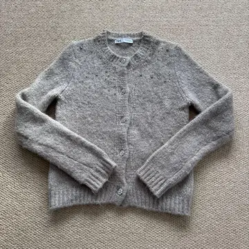 ZARA 비즈 니트 가디건 베이지 M 사이즈 추천