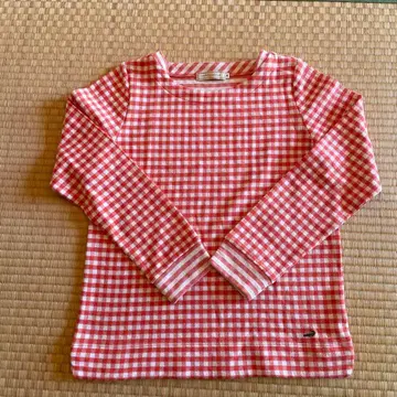 CROCODILE 빨간색과 화이트 체크 긴팔 상의