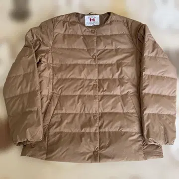 베이지 브라운 퀼팅 다운 자켓