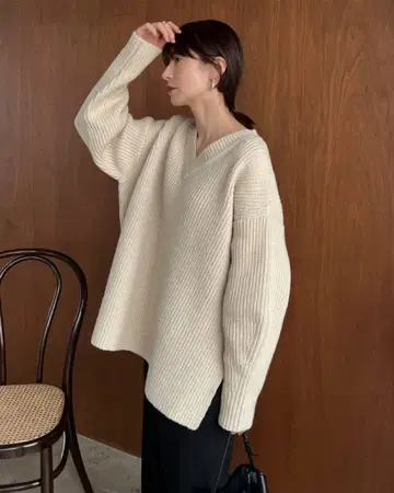 CLANE 2WAY 넥 워머 니트 탑 사이즈 2