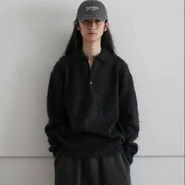 AURALEE BRUSHED MOHAIR KNIT POLO 3