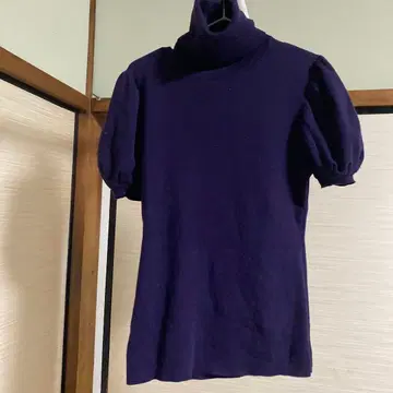 퍼플 하이넥 니트 반팔