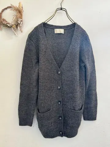 untitled 알파카 혼방 다크 그레이 니트 가디건 V넥