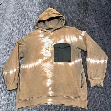 ZARA 남성용 타이 다이 브라운 후드 부착 후드티