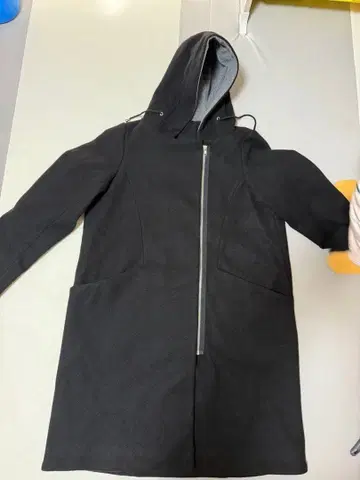 올리브 데 올리브 후드 부착 롱 코트 M 블랙