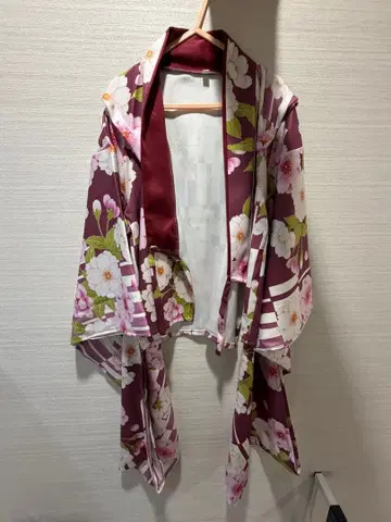 적자색 꽃무늬 하카마 사이즈 120