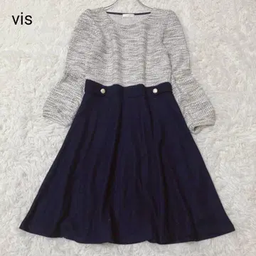 비스 vis 여성용 원피스 네이비 M 사이즈 니트 원피스 긴팔