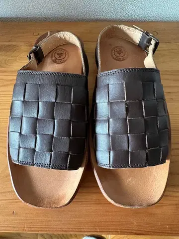 *퓨어세신* 천연 가죽 뜨개질 가죽 샌들