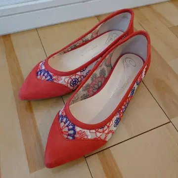 EIZO 자수 펌프스 오렌지 23cm