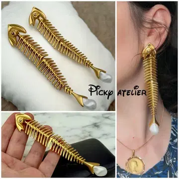 고급 골드톤 Schiaparelli 각인 빈티지 귀걸이