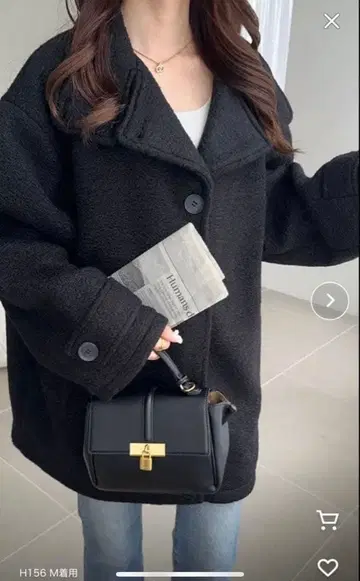 보아풍 오버 사이즈 체스터 코트 블랙