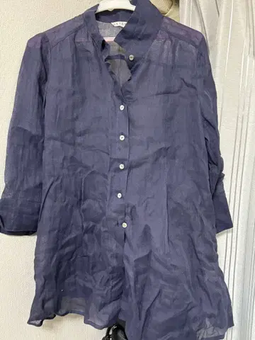 정가 4만 ANTENNE 린넨 100% 셔츠 블라우스 44 네이비