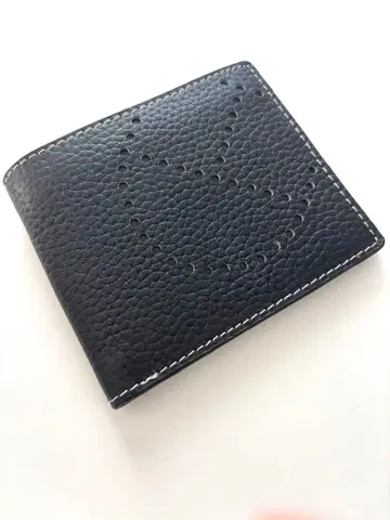 블랙 가죽 이단 접이식 지갑