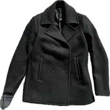 AMeLIE 울 더블 브레스트 피 코트 블랙