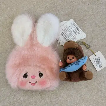 몬치치 핑크 토끼 몬치치 파우치와 홋카이도 한정 곰 모자 몬치치 세트