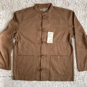 [미사용 새상품] 무인양품 매듭단추 셔츠 차이나 셔츠 브라운 L~XL