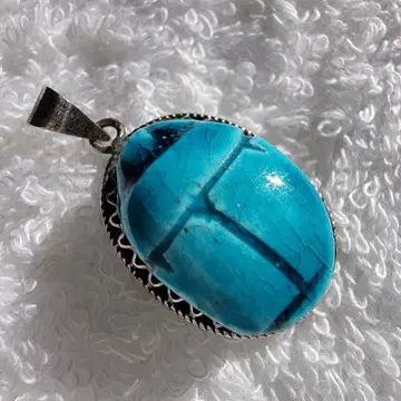 터콰이즈 컬러 스카라베 펜던트 탑 실버제