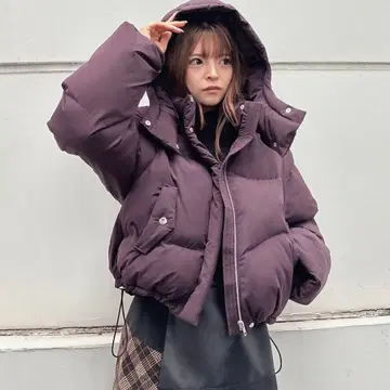 MURUA 웨이브 에어컨 다운 다운 코트 숏 아우터