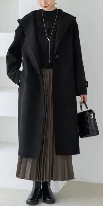 [ 23구 ] MANTECOPure 리버 후드 롱 코트