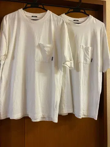 Denham 화이트 포켓 티셔츠 2팩