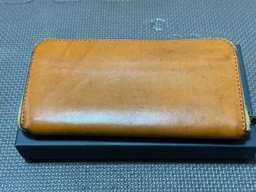 브라운 이단 접이식 지갑 지퍼 달린 라운드 지퍼